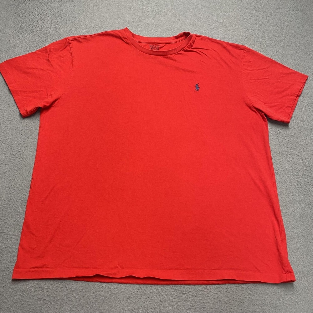 Polo Ralph Lauren Shirt‎ Mens XL Red Crewneck Cotton Jersey Tagless Logo
